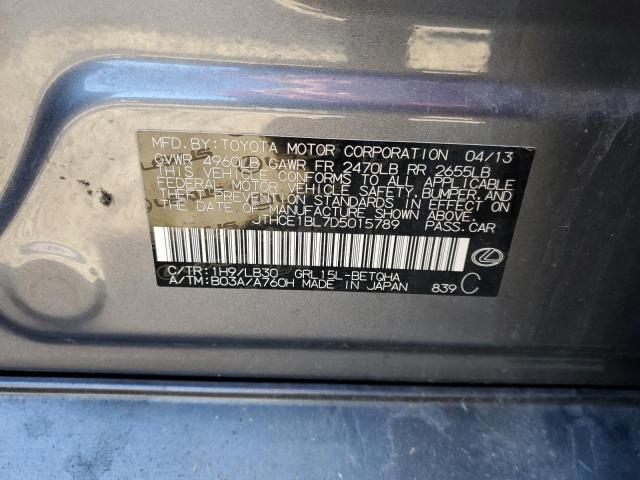 JTHCE1BL7D5015789 - 2013 LEXUS GS 350 GRAY photo 12