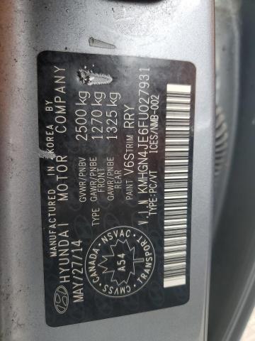 KMHGN4JE6FU027931 - 2015 HYUNDAI GENESIS 3.8L Gri fotoğraf 12