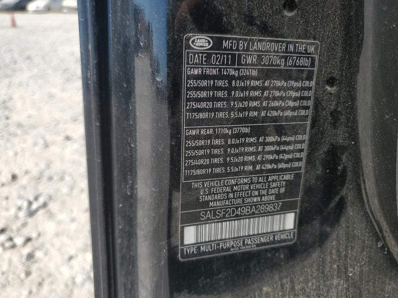 SALSF2D49BA289837 - 2011 LAND ROVER RANGE ROVE HSE BLACK photo 13