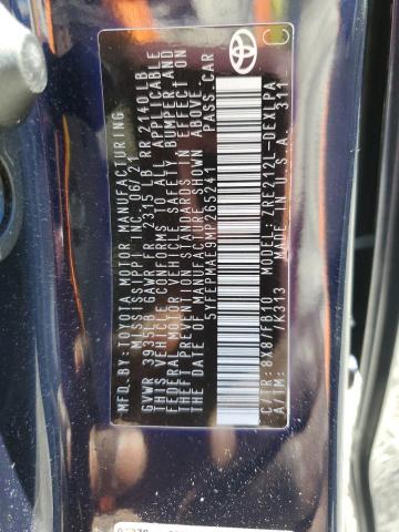 5YFEPMAE9MP265241 - 2021 TOYOTA COROLLA LE BLUE photo 12