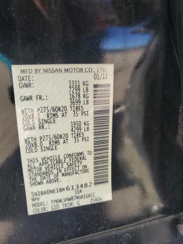 5N1BA0NE1BN613482 - 2011 NISSAN ARMADA PLATINUM 黑色 照片 13
