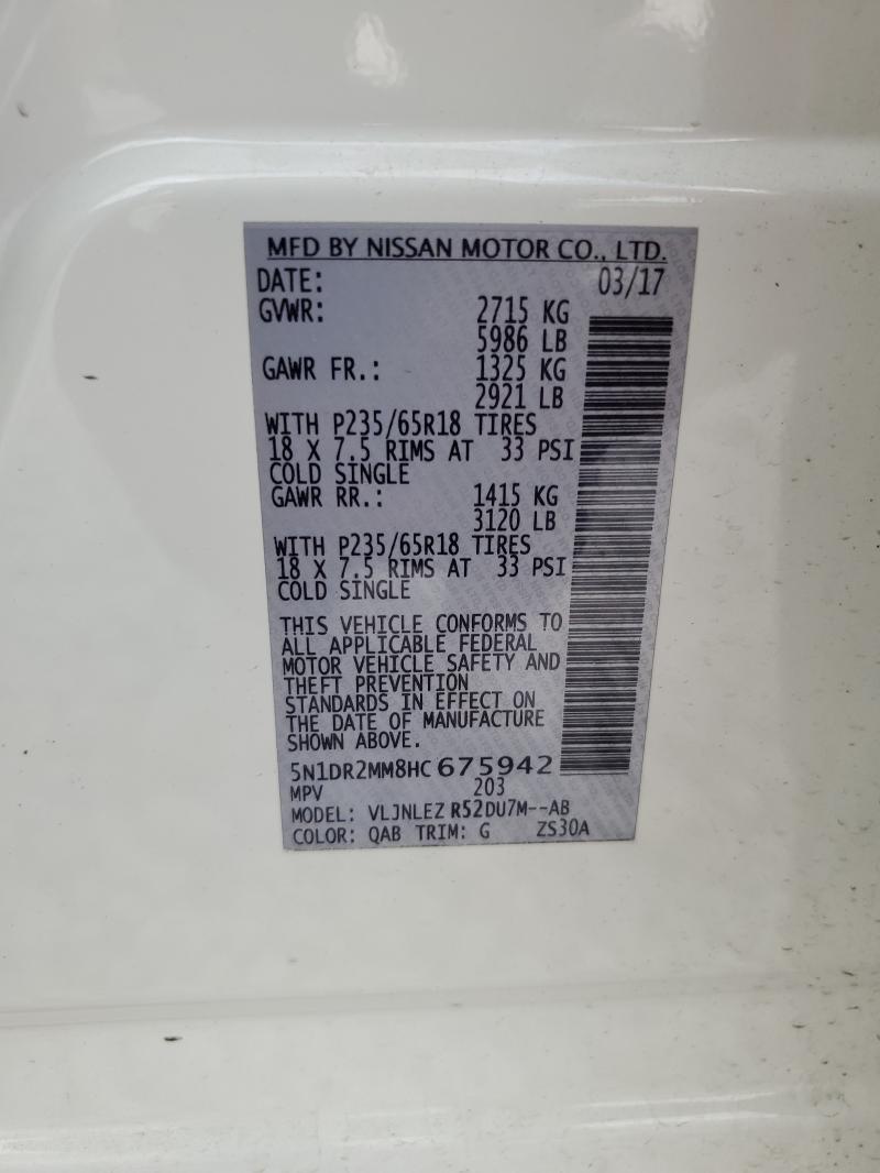 5N1DR2MM8HC675942 - 2017 NISSAN PATHFINDER S 白色 照片 14