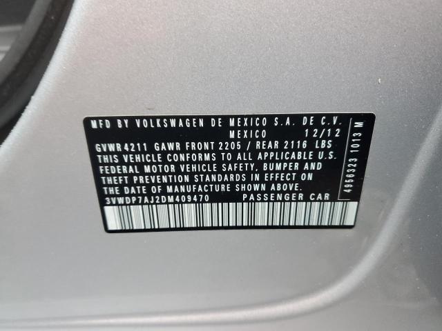 3VWDP7AJ2DM409470 - 2013 VOLKSWAGEN JETTA SE SILVER photo 12