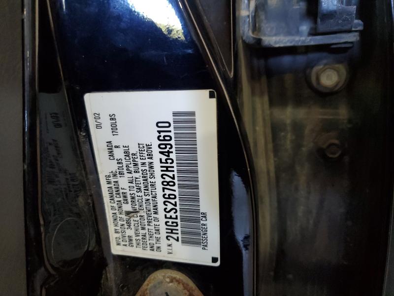 2HGES26782H549610 - 2002 HONDA CIVIC EX BLACK photo 13