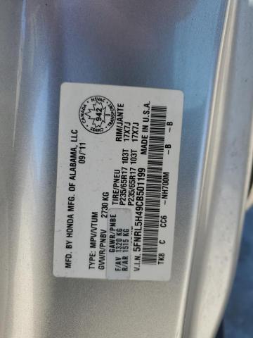 5FNRL5H49CB501199 - 2012 HONDA ODYSSEY EX Argent photo 13