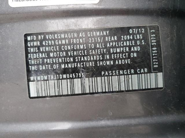 WVWDM7AJ1DW045795 - 2013 VOLKSWAGEN GOLF ნაცრისფერი ფოტო 12