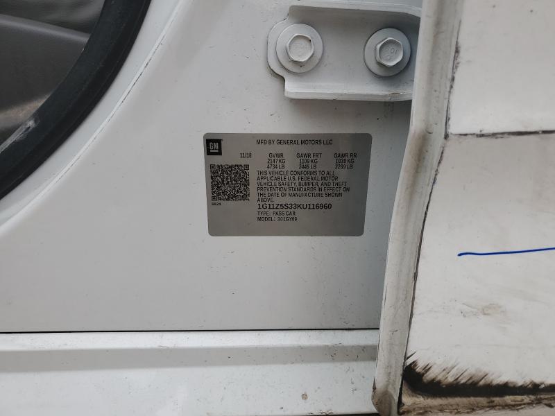 1G11Z5S33KU116960 - 2019 CHEVROLET IMPALA LT 白色 照片 13