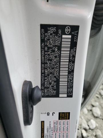 JTDKN3DU5A1097720 - 2010 TOYOTA PRIUS WHITE photo 12
