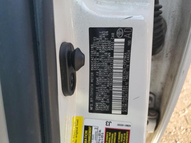 2T1BU4EE6CC823258 - 2012 TOYOTA COROLLA BASE WHITE photo 12