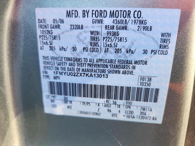 1FMYU02ZX7KA13013 - 2007 FORD ESCAPE XLS SILVER photo 13