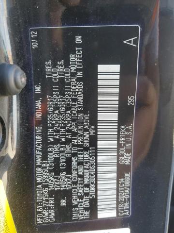 5TDKK3DC4DS305111 - 2013 TOYOTA SIENNA LE 黑色 照片 13