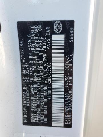 4T1BF1FK3HU752703 - 2017 TOYOTA CAMRY LE WHITE photo 13