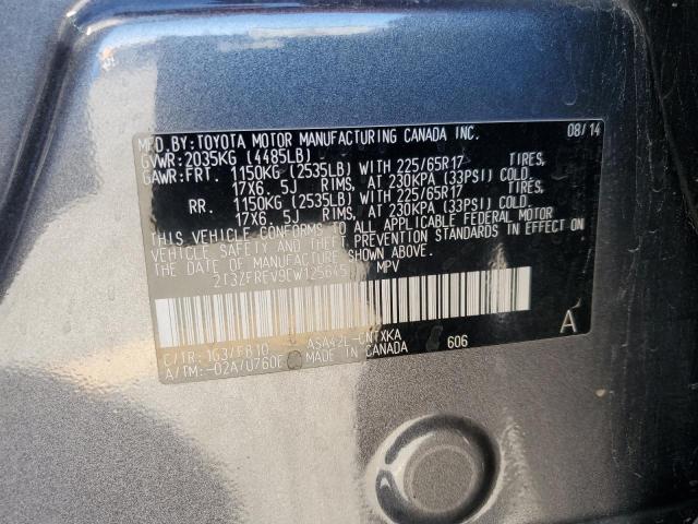 2T3ZFREV9EW125645 - 2014 TOYOTA RAV4 LE GRAY photo 13