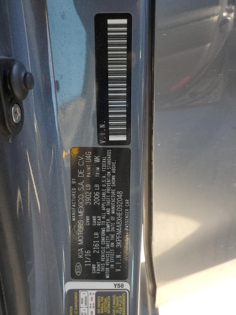 3KPFN4A8XHE092048 - 2017 KIA FORTE EX Grau Foto 12