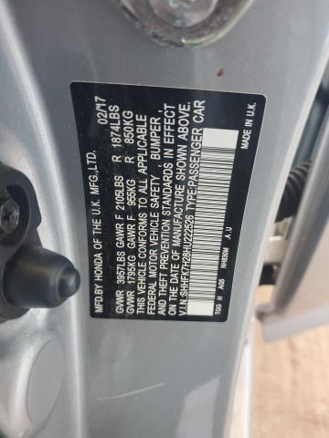 SHHFK7H28HU222526 - 2017 HONDA CIVIC LX Gümüş foto 13