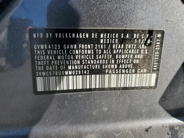 3VWC57BUXMM029142 - 2021 VOLKSWAGEN JETTA S GRAY photo 12