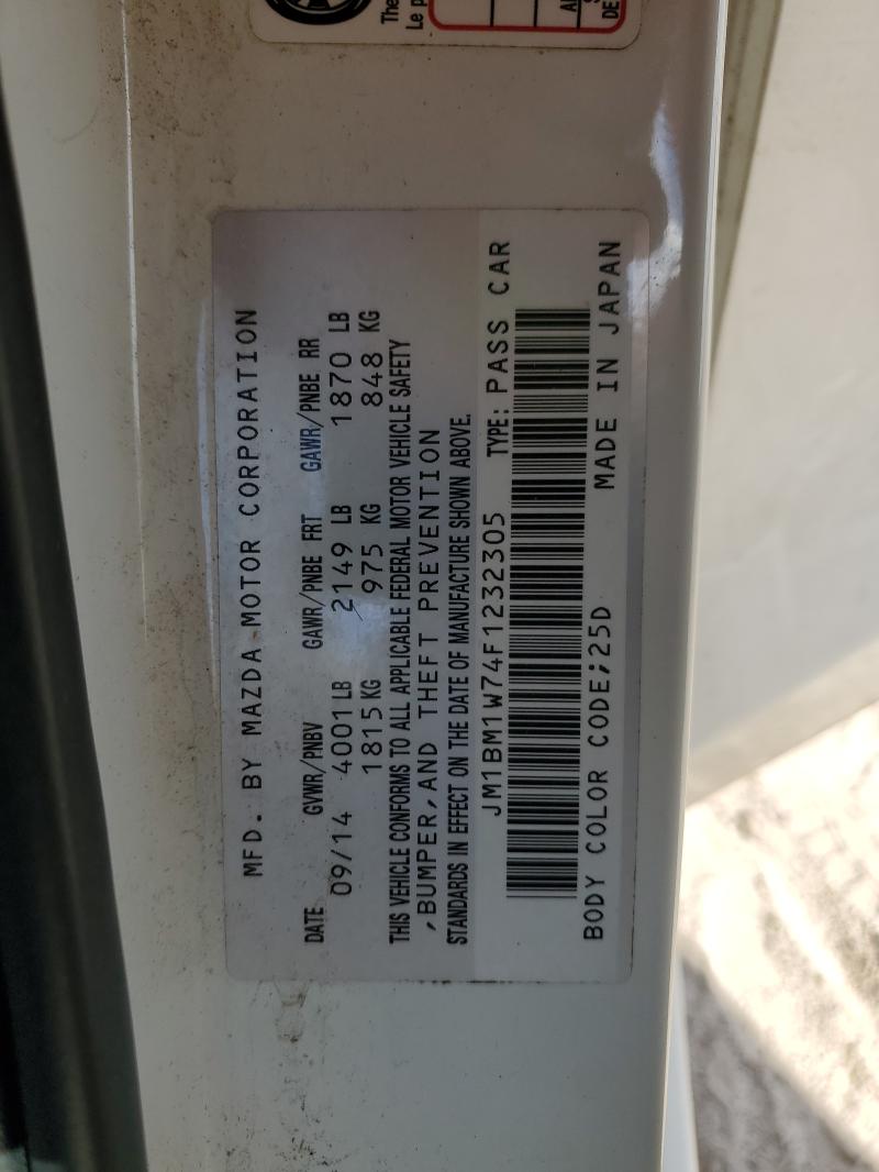 JM1BM1W74F1232305 - 2015 MAZDA 3 GRAND TOURING WHITE photo 12