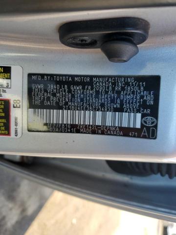 2T1BU4EE3BC734830 - 2011 TOYOTA COROLLA BASE SILVER photo 12