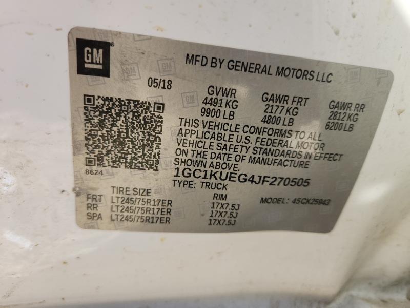 1GC1KUEG4JF270505 - 2018 CHEVROLET SILVERADO K2500 HEAVY DUTY WHITE photo 12