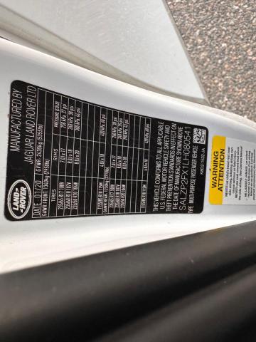 SALZP2FX1LH080541 - 2020 LAND ROVER RANGE ROVE SE WHITE photo 10