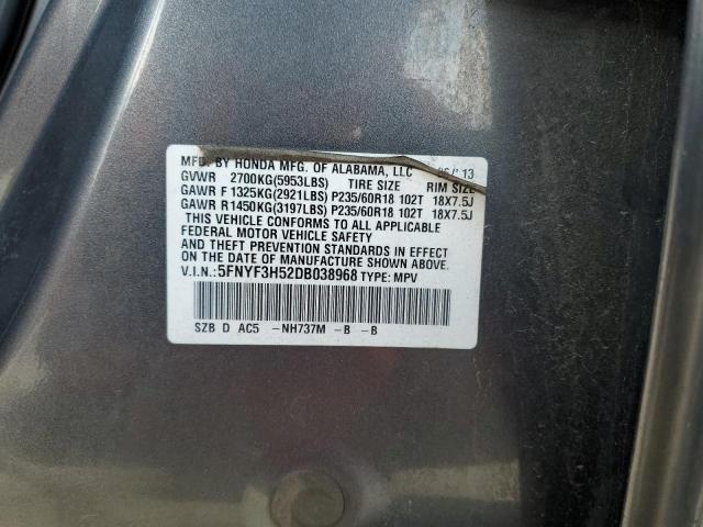 5FNYF3H52DB038968 - 2013 HONDA PILOT EXL 灰色 照片 13