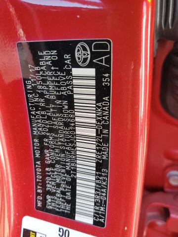 2T1BURHE5JC014680 - 2018 TOYOTA COROLLA L Qırmızı foto 12