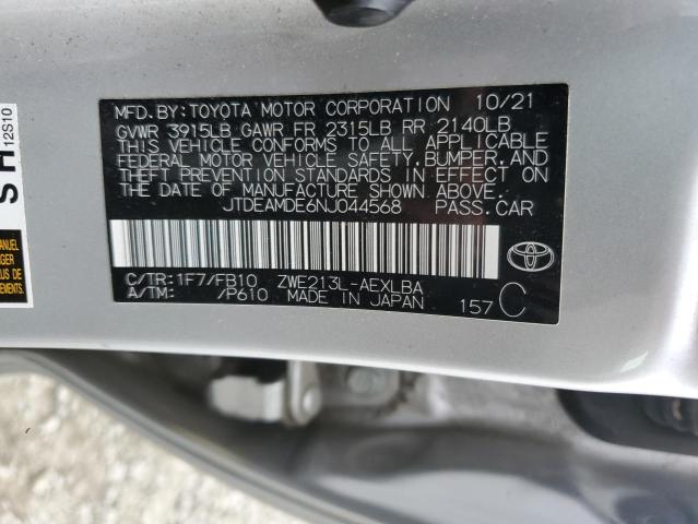 JTDEAMDE6NJ044568 - 2022 TOYOTA COROLLA LE 银色 照片 12