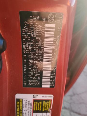 2T1BU4EE1DC948427 - 2013 TOYOTA COROLLA BASE Rojo foto 13