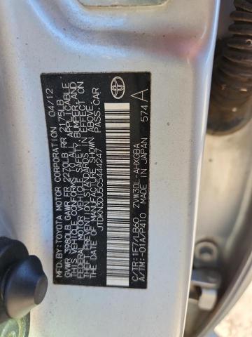 JTDKN3DU5C5444247 - 2012 TOYOTA PRIUS GRAY photo 12