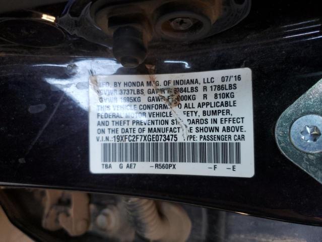 19XFC2F7XGE073475 - 2016 HONDA CIVIC EX BLACK photo 12