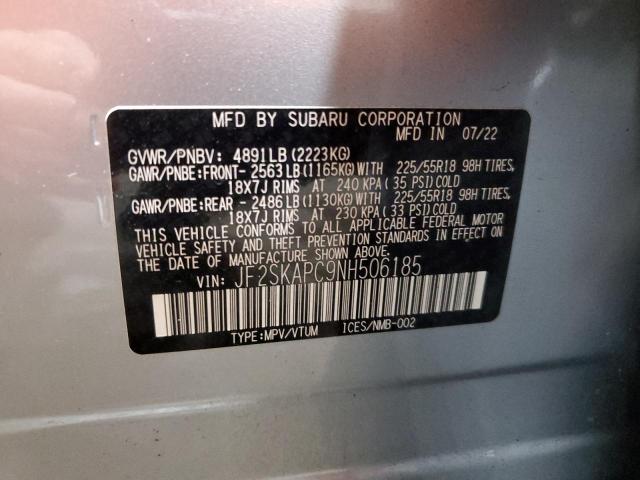 JF2SKAPC9NH506185 - 2022 SUBARU FORESTER LIMITED SILVER photo 14
