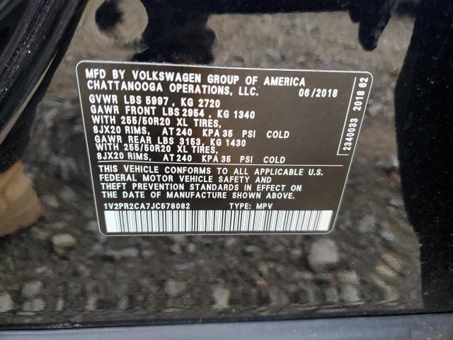 1V2PR2CA7JC578082 - 2018 VOLKSWAGEN ATLAS SE Czarny zdjęcie 14