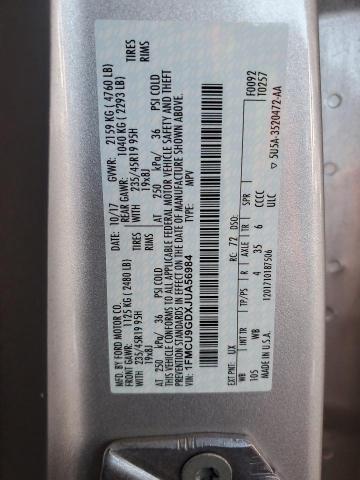 1FMCU9GDXJUA56984 - 2018 FORD ESCAPE SE ვერცხლისფერი ფოტო 12