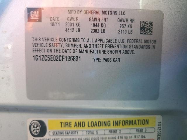 1G1ZC5E02CF196831 - 2012 CHEVROLET MALIBU 1LT GRAY photo 12