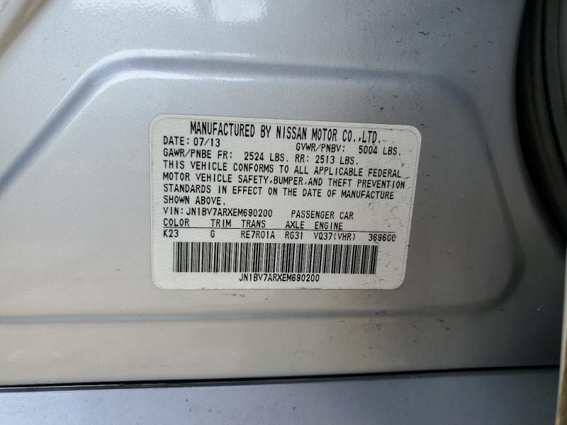 JN1BV7ARXEM690200 - 2014 INFINITI Q50 BASE ვერცხლისფერი ფოტო 12