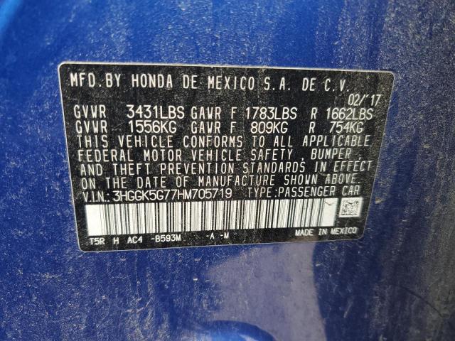 3HGGK5G77HM705719 - 2017 HONDA FIT EX Blau Foto 12