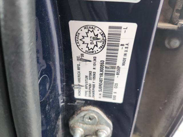 5J6RE48719L800863 - 2009 HONDA CR-V EXL BLUE photo 13