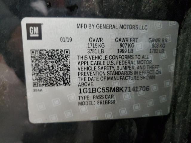 1G1BC5SM8K7141706 - 2019 CHEVROLET CRUZE LS BLACK photo 12