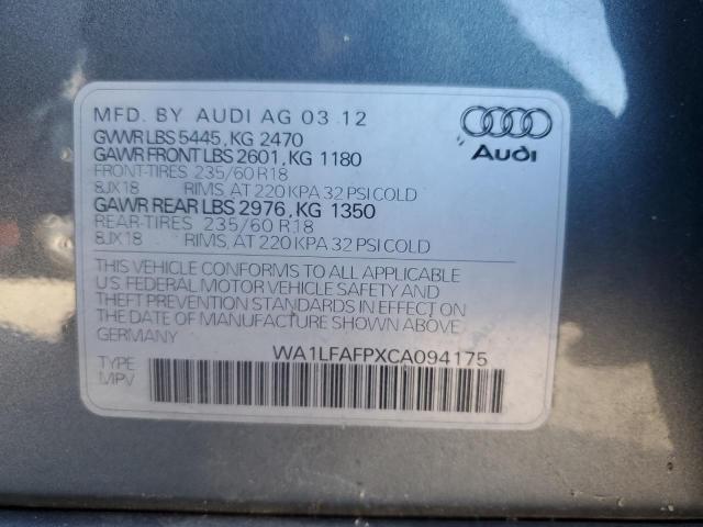 WA1LFAFPXCA094175 - 2012 AUDI Q5 PREMIUM PLUS GRAY photo 13