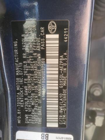 4T1BZ1FB0KU037568 - 2019 TOYOTA AVALON XLE BLUE photo 12