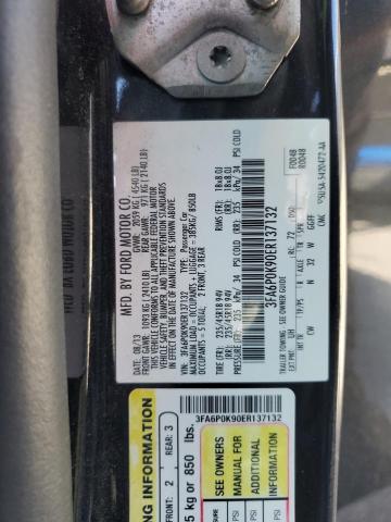 3FA6P0K90ER137132 - 2014 FORD FUSION TITANIUM BLACK photo 12