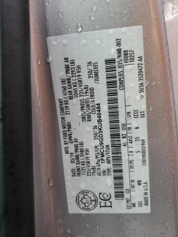 1FMCU9GD3KUB40484 - 2019 FORD ESCAPE SE Күміс фото 13