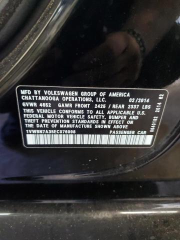 1VWBN7A35EC076098 - 2014 VOLKSWAGEN PASSAT SE BLACK photo 12