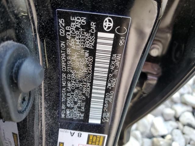 JTDBCMFE0SJ044930 - 2025 TOYOTA COROLLA LE BLACK photo 12