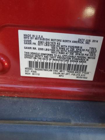 4A4AP3AU5EE031914 - 2014 MITSUBISHI OUTLANDER ES წითელი ფოტო 13