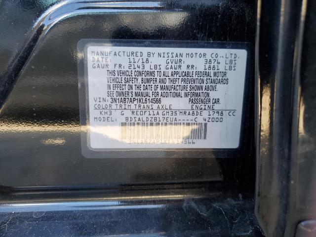 3N1AB7AP1KL614566 - 2019 NISSAN SENTRA S შავი ფოტო 13