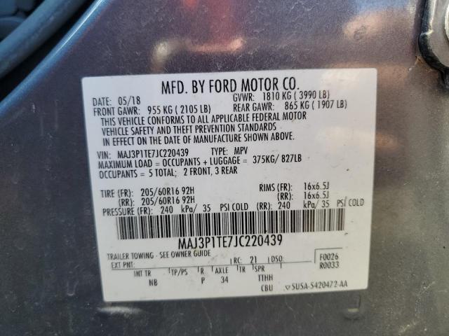 MAJ3P1TE7JC220439 - 2018 FORD ECOSPORT SE Сірий фото 13