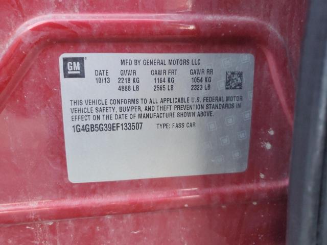 1G4GB5G39EF133507 - 2014 BUICK LACROSSE წითელი ფოტო 12