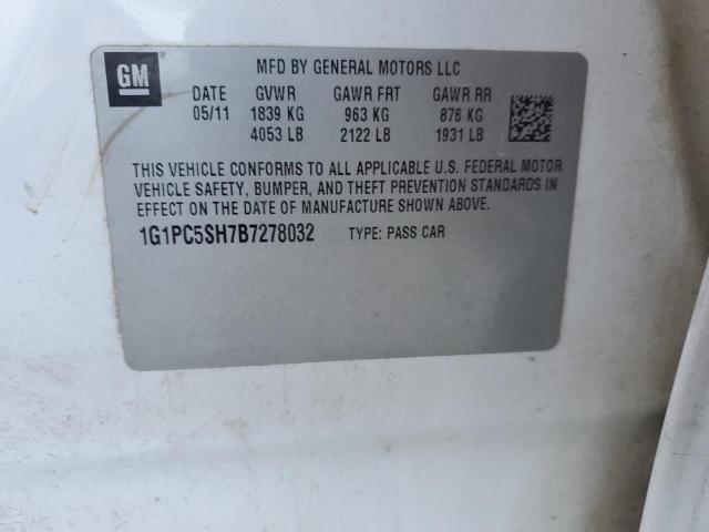 1G1PC5SH7B7278032 - 2011 CHEVROLET CRUZE LS WHITE photo 12