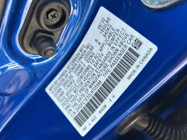 2HGFC1E50LH705586 - 2020 HONDA CIVIC SI 蓝色 照片 10